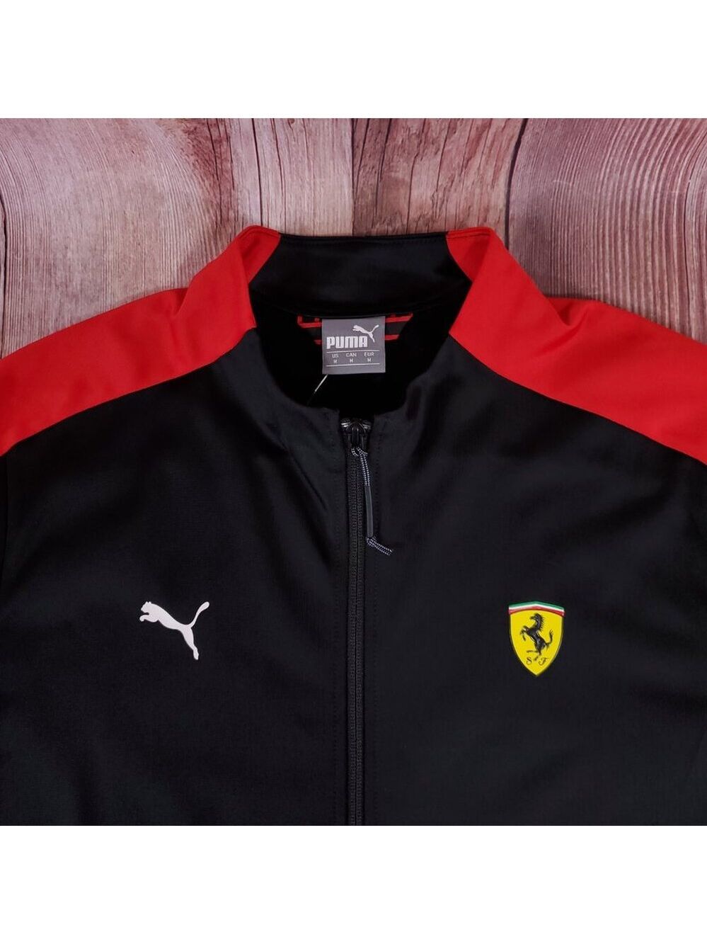 NWT Puma Ferrari Mens Medium SF T7 Track Jacket Full Zip Black Red 576701 02 - Picture 5 of 15